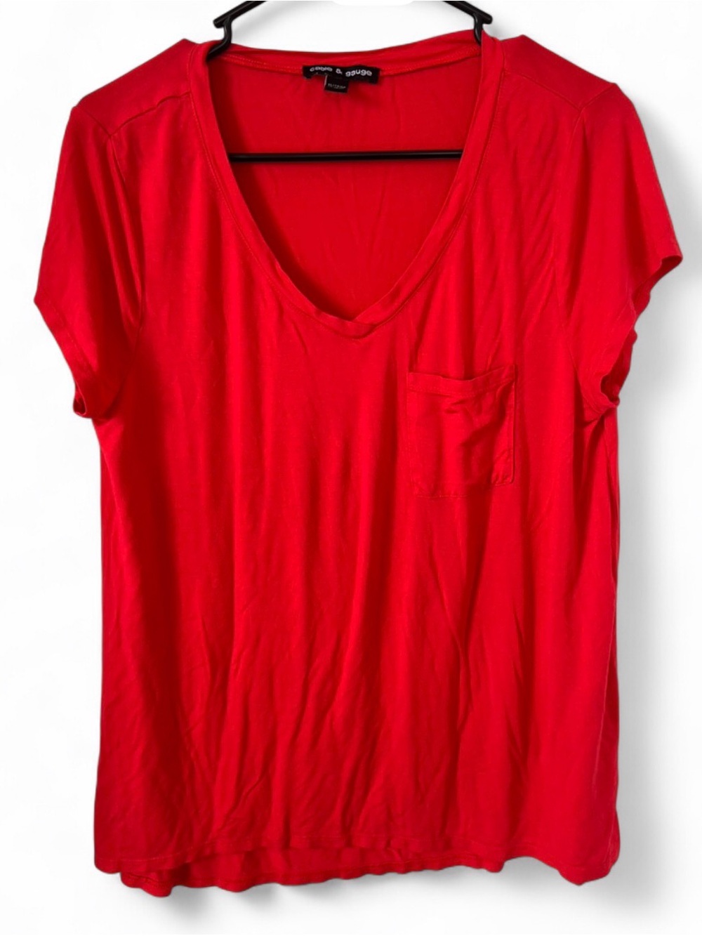 Cable & Gauge Red V-Neck Pocket Tee